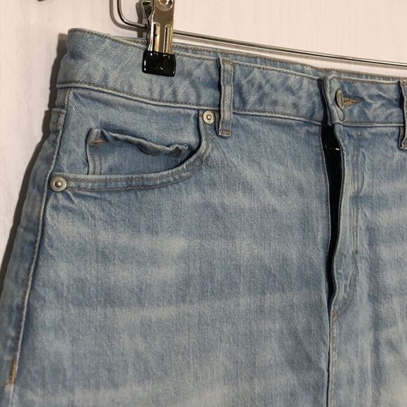 Loft Skirt Womens 4 Light Wash Frayed Hem Denim Knee Length Released Hem A Line - Picture 3 of 10